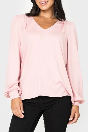 V-Neck Blouson Sleeve Sweater