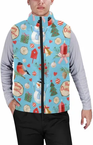 Vest For Men Christmas Pattern Mens Puffer Lightweight Vest Outdoor Winter Casual Warm Zip-Up Sleeveless