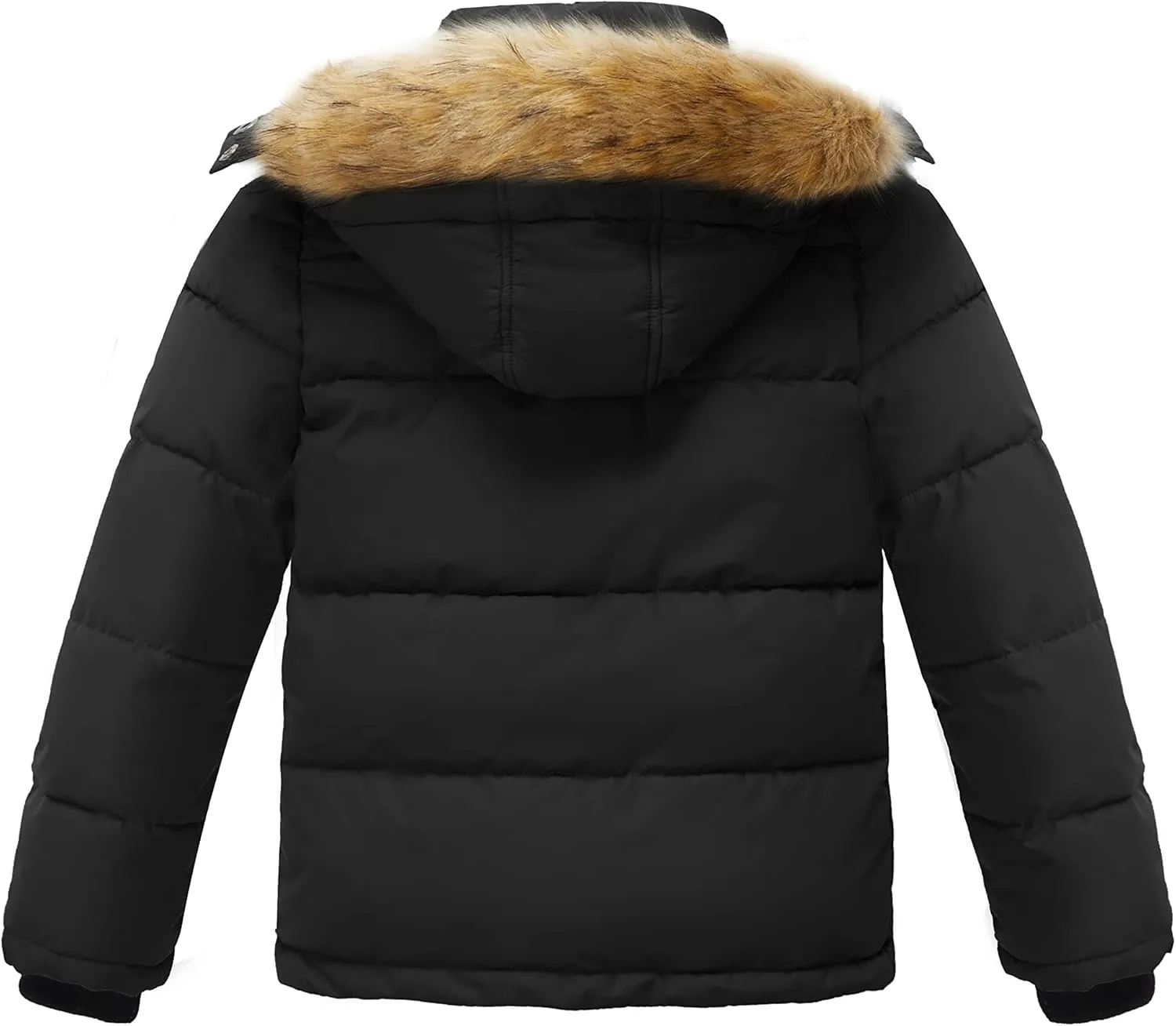 wantdo Boys' Winter Coat Warm Puffer Coat Waterproof Winter Jacket with Faux Fur Hood