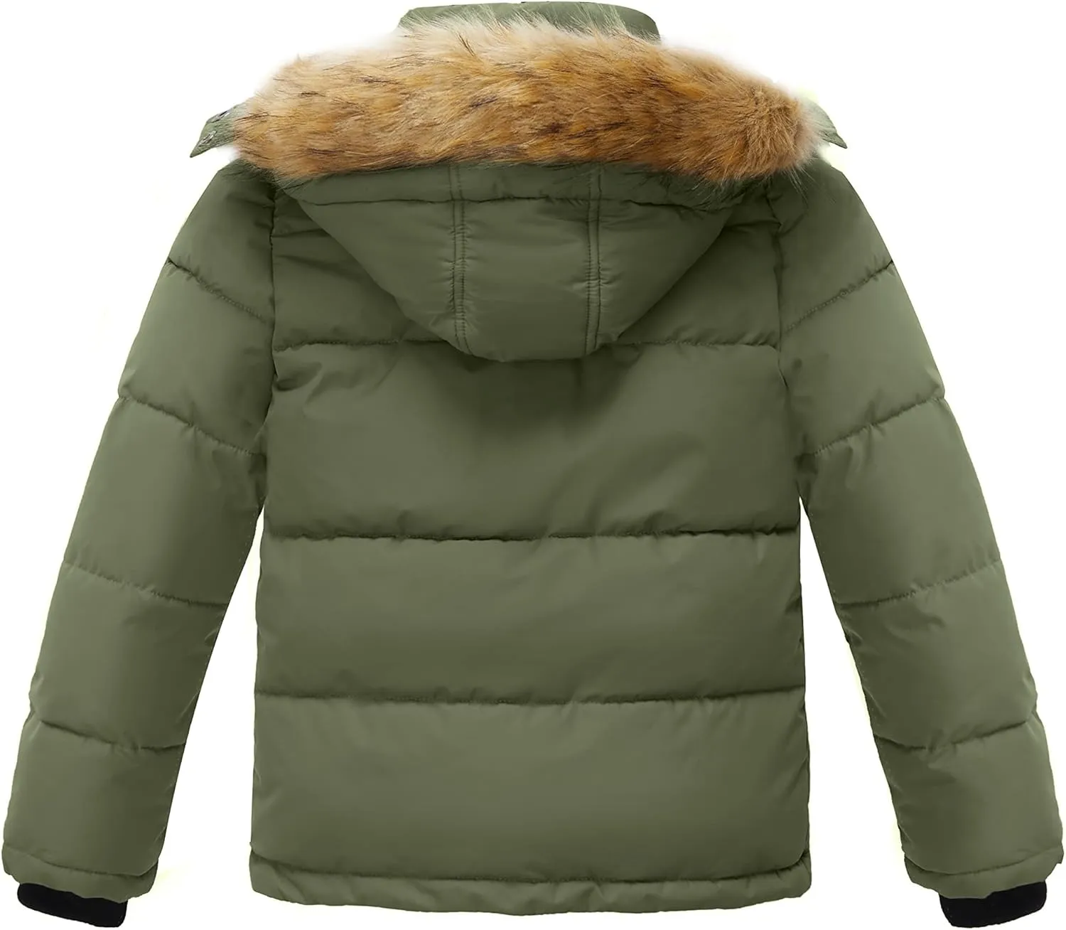 wantdo Boys' Winter Coat Warm Puffer Coat Waterproof Winter Jacket with Faux Fur Hood