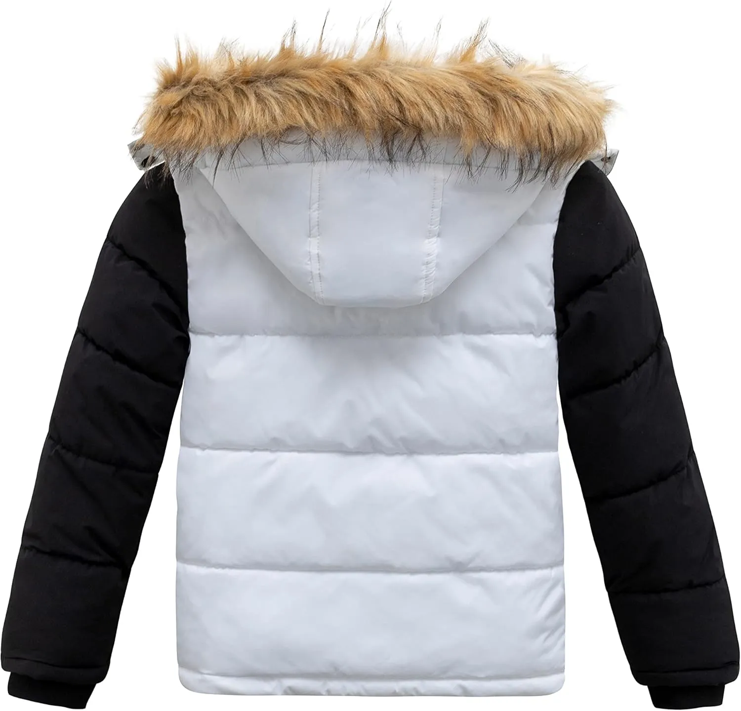 wantdo Boys' Winter Coat Warm Puffer Coat Waterproof Winter Jacket with Faux Fur Hood