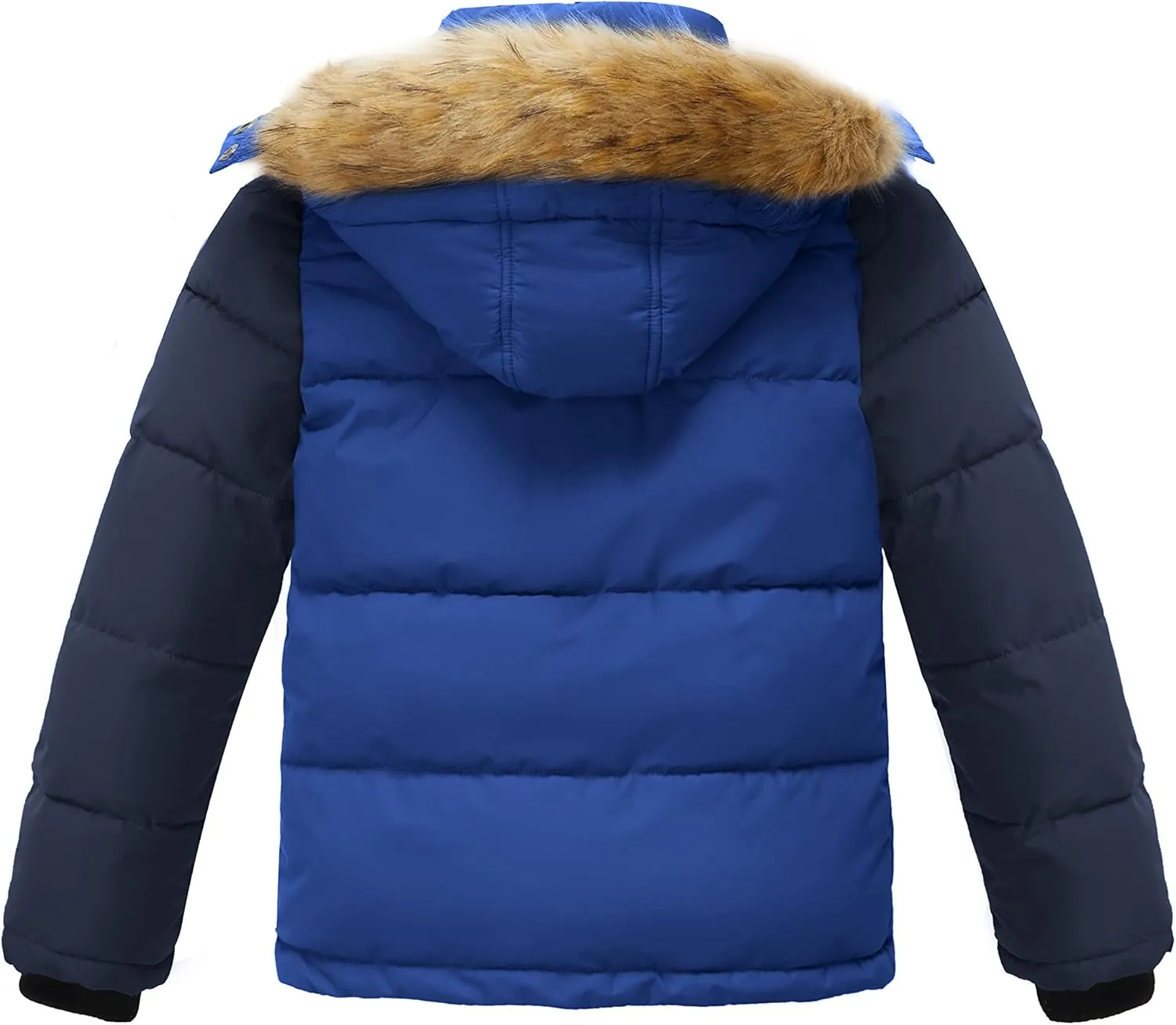 wantdo Boys' Winter Coat Warm Puffer Coat Waterproof Winter Jacket with Faux Fur Hood
