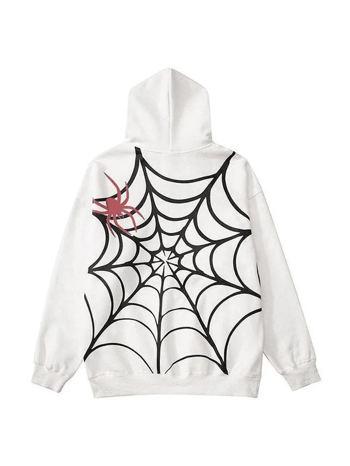 Wenkouban-Spring Casual Outfits Y2K Outfits Unisex Loose Fit Spiderweb Graphic Hoodie