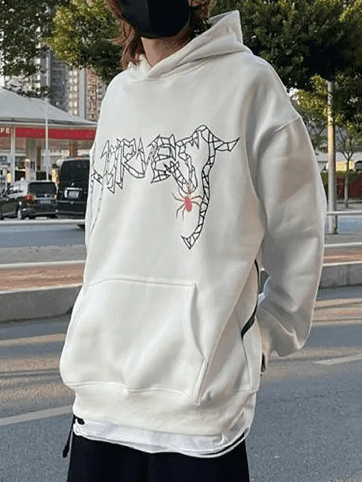 Wenkouban-Spring Casual Outfits Y2K Outfits Unisex Loose Fit Spiderweb Graphic Hoodie