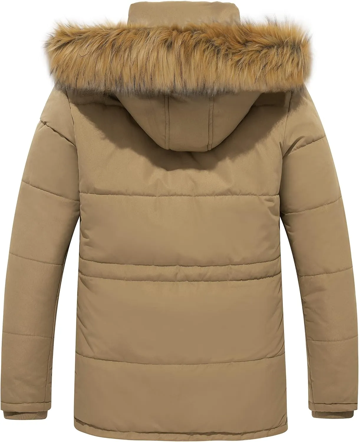 WenVen Men's Winter Coat Warm Parka Jacket with Faux Fur Removable Hood