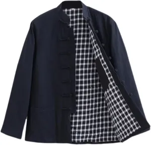 Winter Tang Suit Jackets Cotton Padded Coats Men Warm Tai Chi Uniform Chinese Jacket Kung Fu Clothing Shirt black-8XL