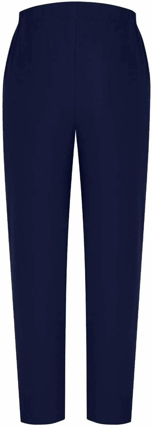 Woman Linen Pants Baggy Casual Elastic Waist Straight Leg Trendy Pants Side Button Solid Color Trousers with Pockets