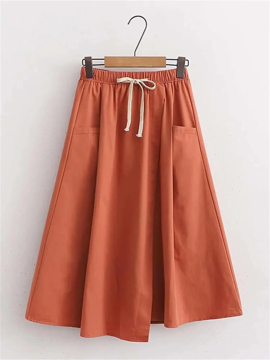 Women Elegant Vintage Skirt Summer Korean Style Elastic High Waist Midi Skirt Formal Party A-Line Skirt