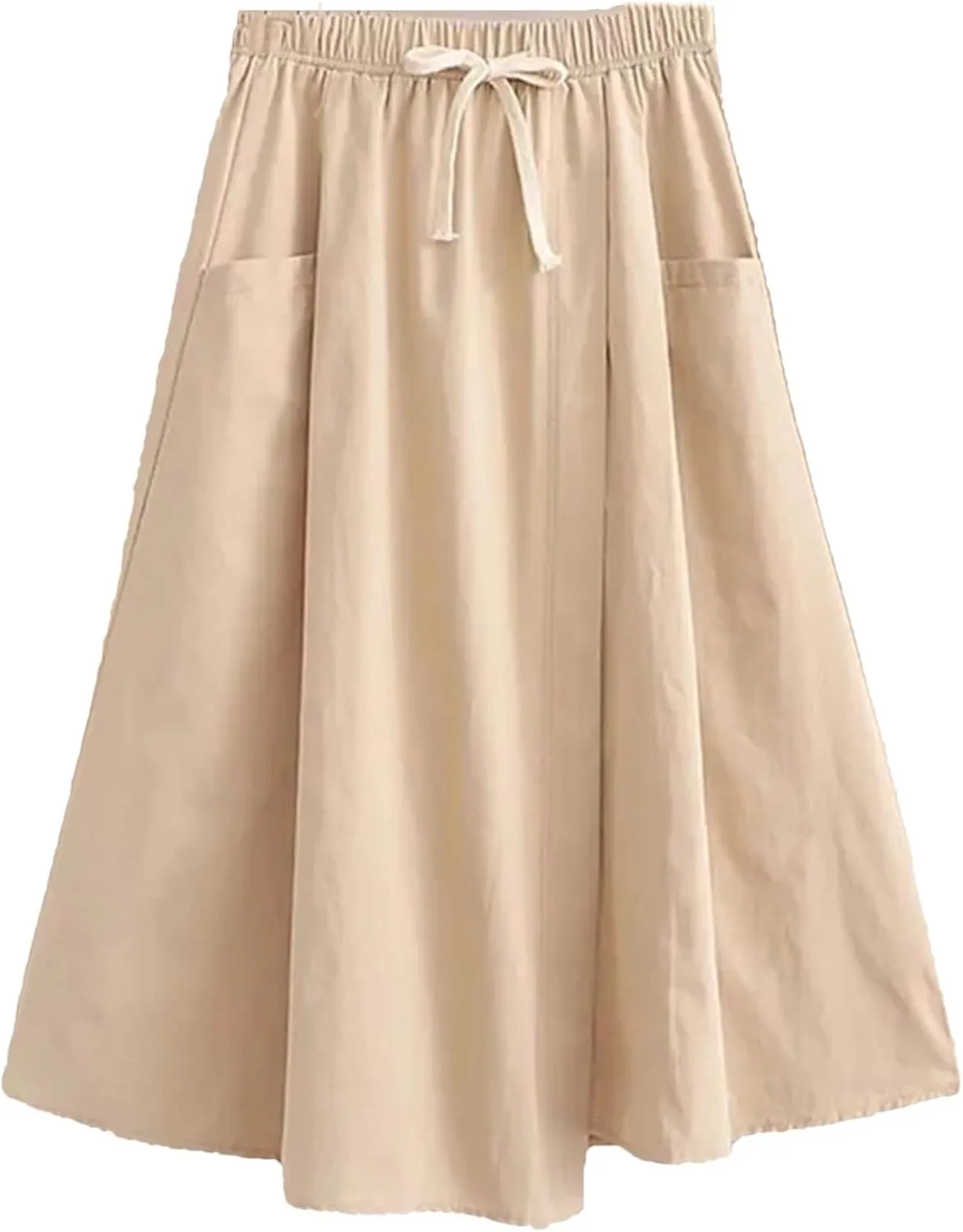 Women Elegant Vintage Skirt Summer Korean Style Elastic High Waist Midi Skirt Formal Party A-Line Skirt