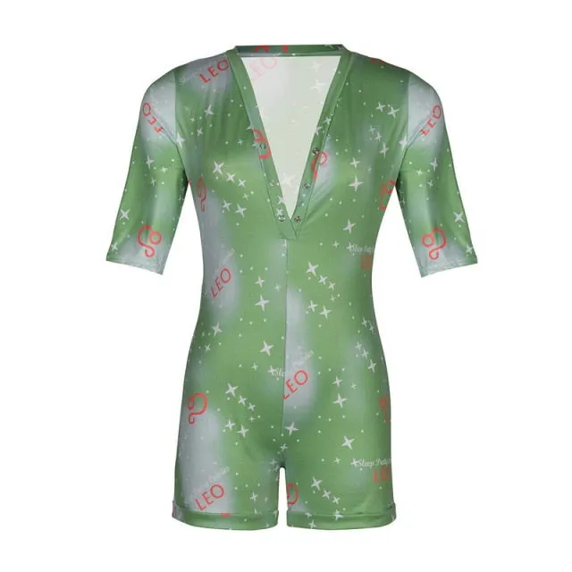 Women Sexy Sleepwear Cute Cartoon Print Short Set Pajamas Spicy Pepper Sweet Short Sleeve T Shirts Shorts Summer Pijama
