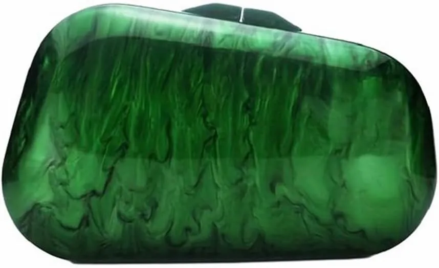 Women Stylish Acrylic Stone Shape Crossbody Purse Pearl Chain Evening Bag Marble Wedding Handbag for Banquet Party