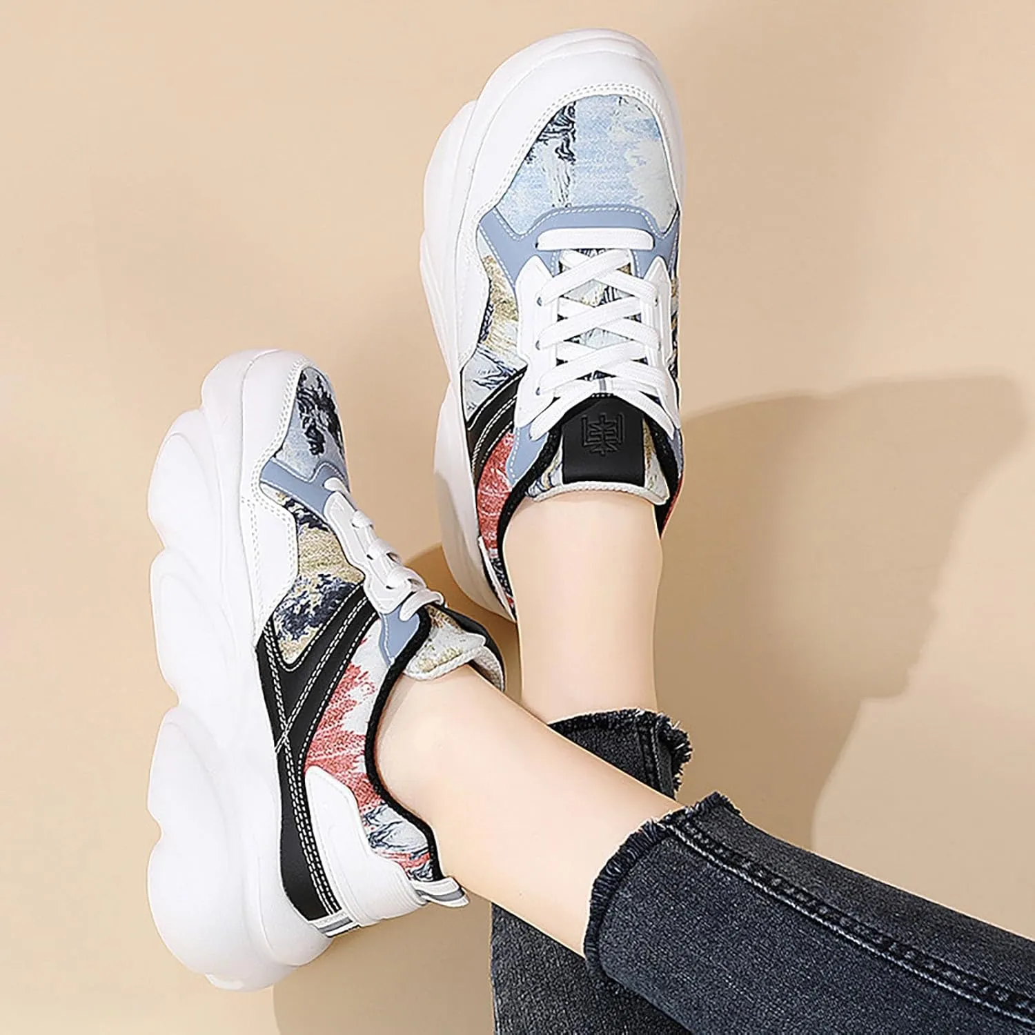 Women White Sneakers Low Top Lace Up Workout Lightweight Fashion Comfortable Non Slip Walking Running Shoes