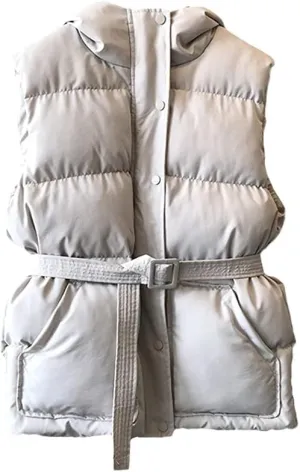 Women Winter Vest Jacket Pocket Hooded Coat Warm Casual Cotton Padded Vest Slim Sleeveless Waistcoat