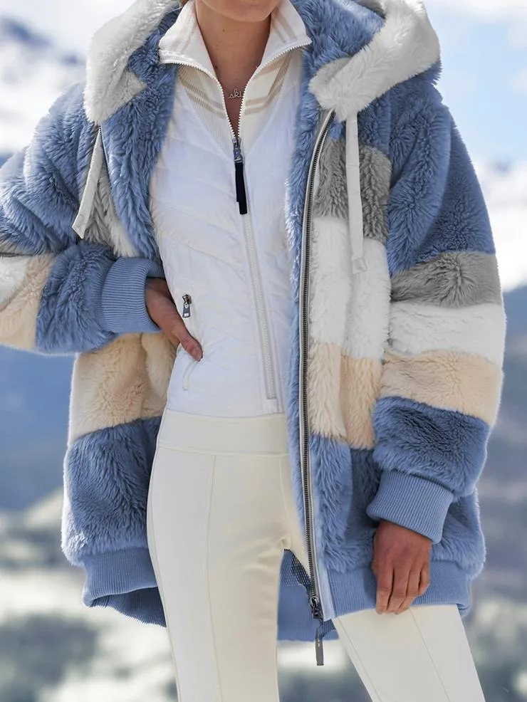 Women's Casual Winter Coat warm Thick Hooded Fleece Faux Fur Coat