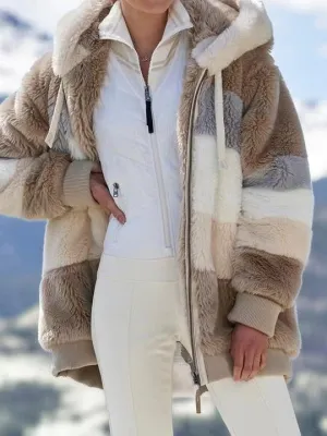 Women's Casual Winter Coat warm Thick Hooded Fleece Faux Fur Coat