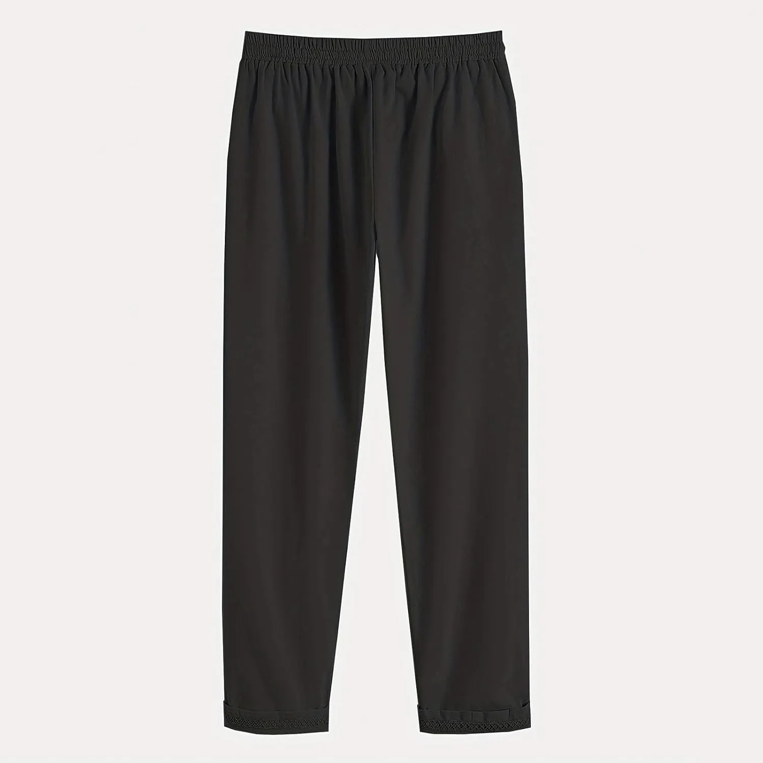 Womens Causal Loose Linen Pants Drawstring Elastic Waist Tapered Pants Button Solid Casual Trousers with Pockets