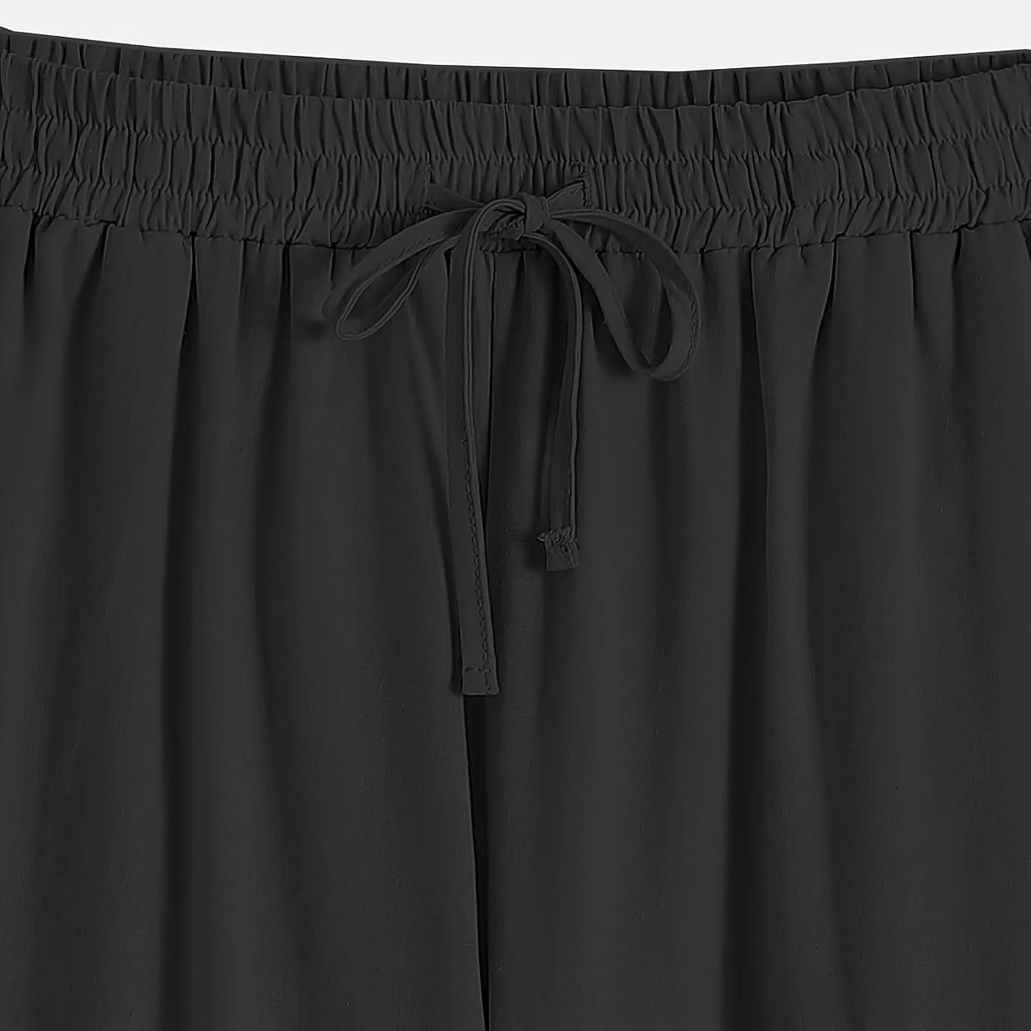 Womens Causal Loose Linen Pants Drawstring Elastic Waist Tapered Pants Button Solid Casual Trousers with Pockets