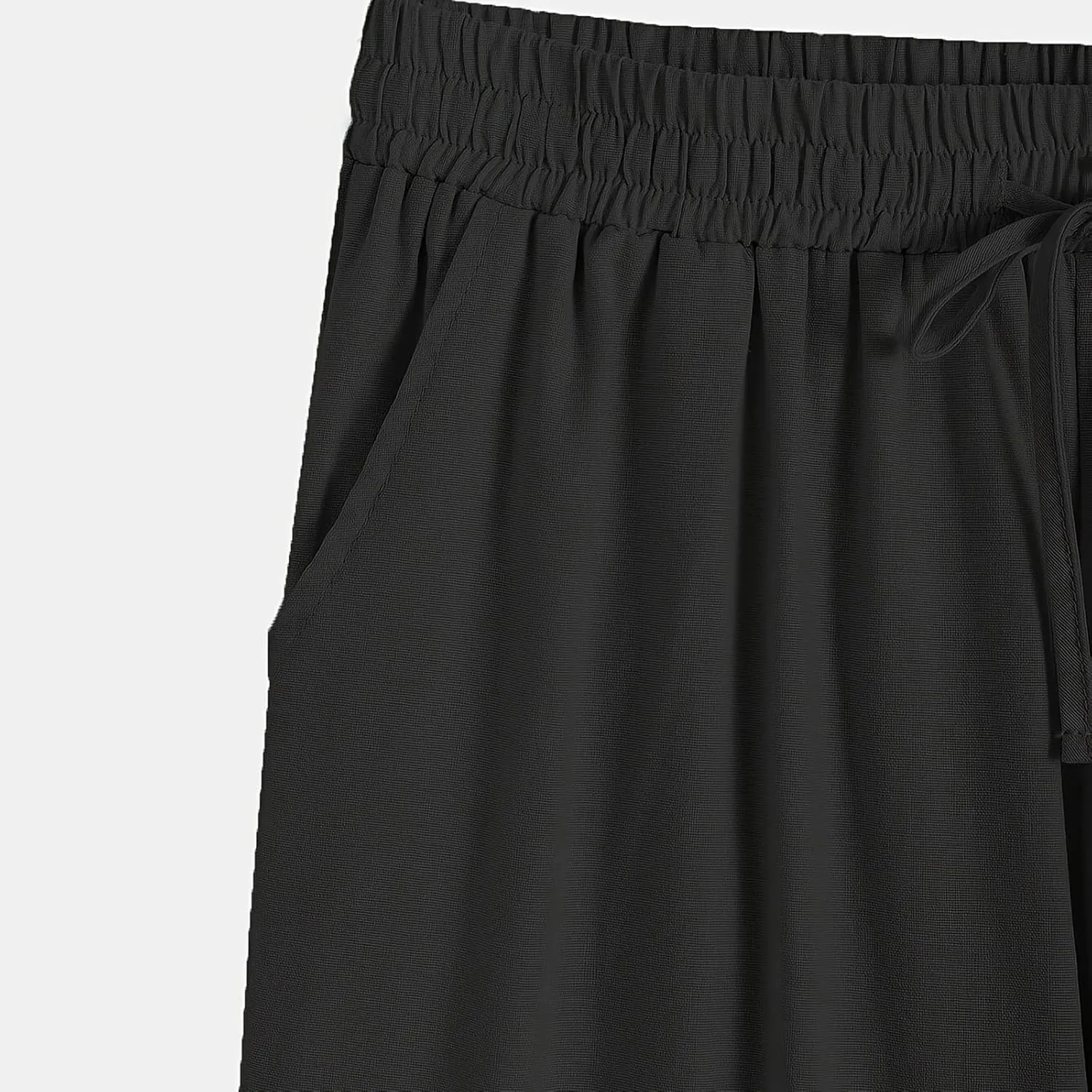 Womens Causal Loose Linen Pants Drawstring Elastic Waist Tapered Pants Button Solid Casual Trousers with Pockets
