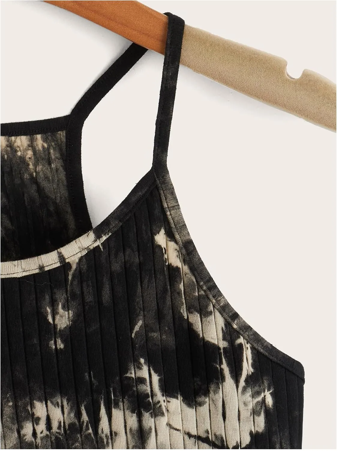 Women's Ribbed Knit Tie Dye Camisole Top Sleeveless Slim Fit Crop Tops Y2K Cami Streetwear Women Shirts
