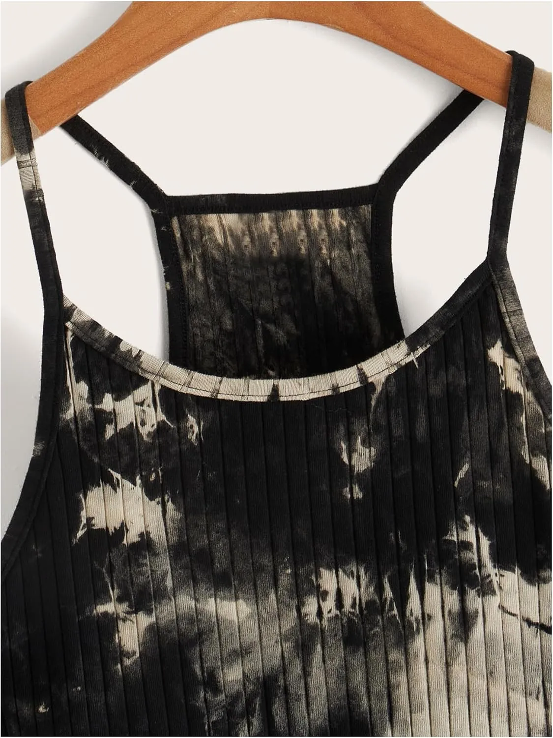 Women's Ribbed Knit Tie Dye Camisole Top Sleeveless Slim Fit Crop Tops Y2K Cami Streetwear Women Shirts