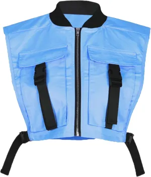 Women's Sexy Crop Cargo Vest Sleeveless Buckle Zip Up Vest Jacket Tops Steampunk Streetwear with Pockets