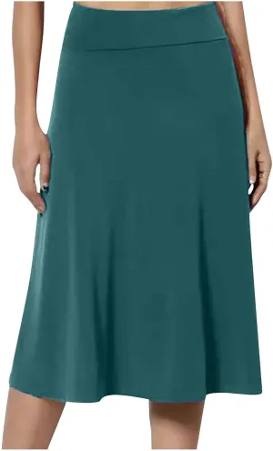 Women's Shirts Curved Hem Skirt Solid Color Classic High Waisted Skirt Plus Size Pleated Skirt Cozy Trendy Skirt