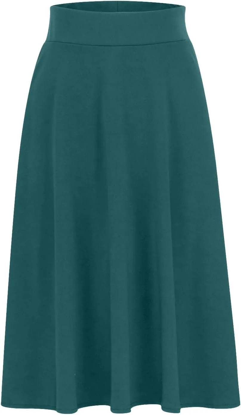 Women's Shirts Curved Hem Skirt Solid Color Classic High Waisted Skirt Plus Size Pleated Skirt Cozy Trendy Skirt