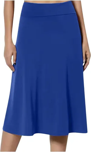 Women's Shirts Curved Hem Skirt Solid Color Classic High Waisted Skirt Plus Size Pleated Skirt Cozy Trendy Skirt