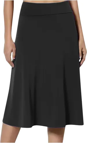 Women's Shirts Curved Hem Skirt Solid Color Classic High Waisted Skirt Plus Size Pleated Skirt Cozy Trendy Skirt