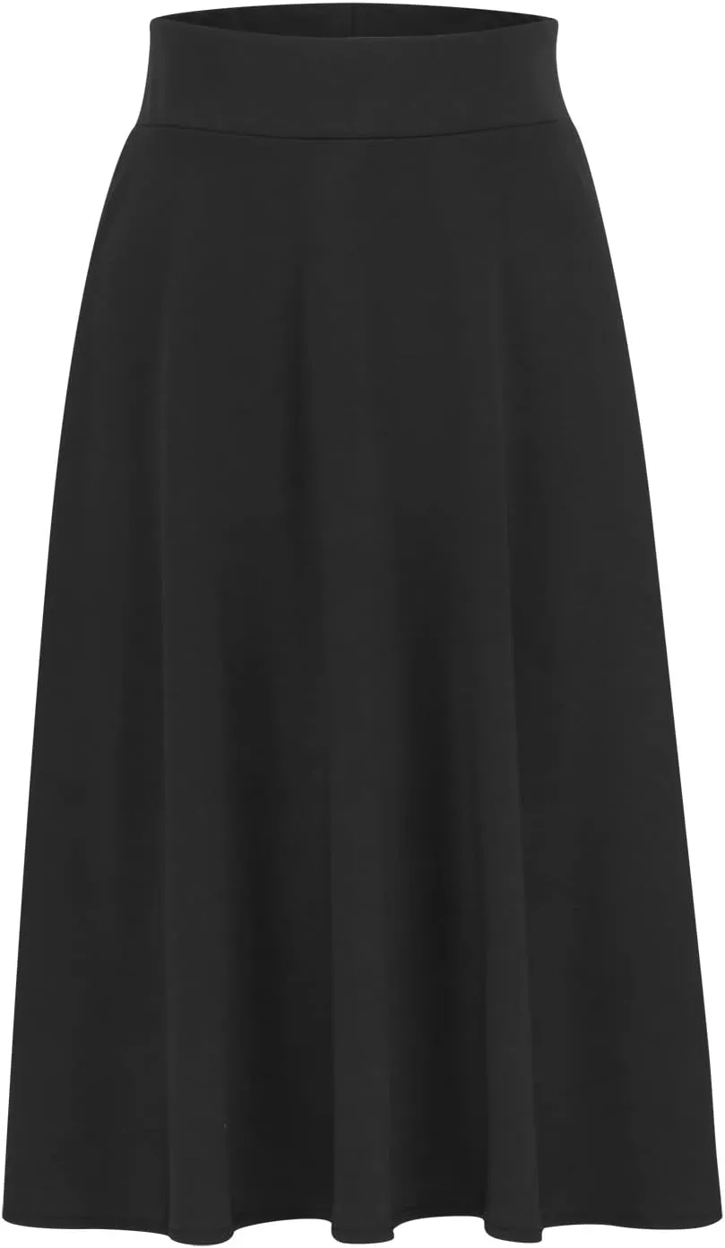 Women's Shirts Curved Hem Skirt Solid Color Classic High Waisted Skirt Plus Size Pleated Skirt Cozy Trendy Skirt