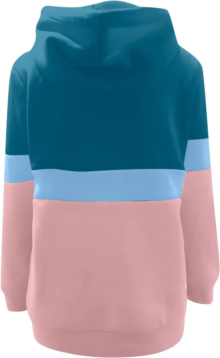 Women's Turtleneck Hoodie Colorblock Long Sleeve Casual Sweatshirt Fashion Drawstring Workout Hooded Pullover