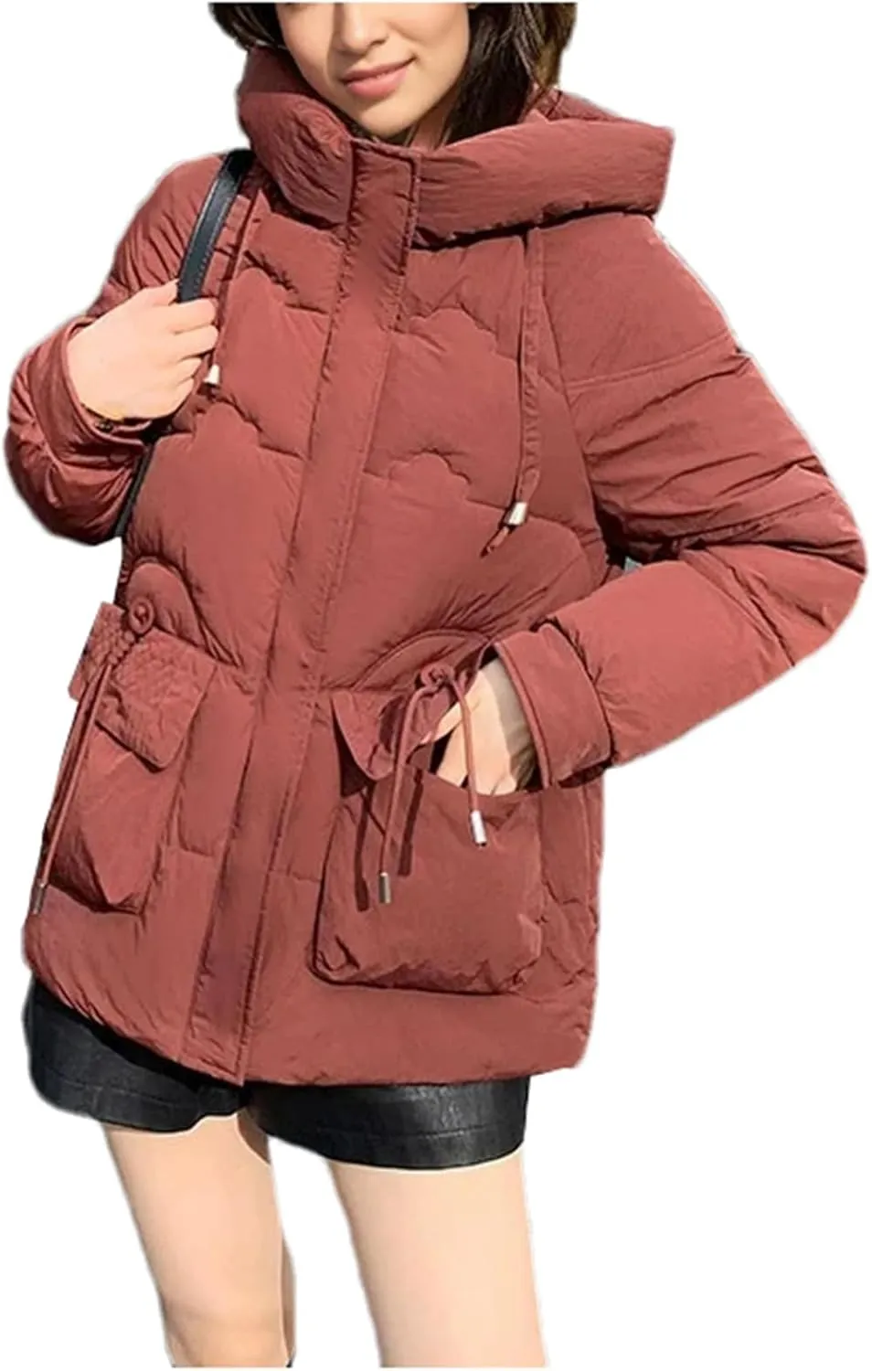 Women's Winter Cotton Padded Coat Casual Warm Down Jacket Thickened Large Pocket Hooded Parkas