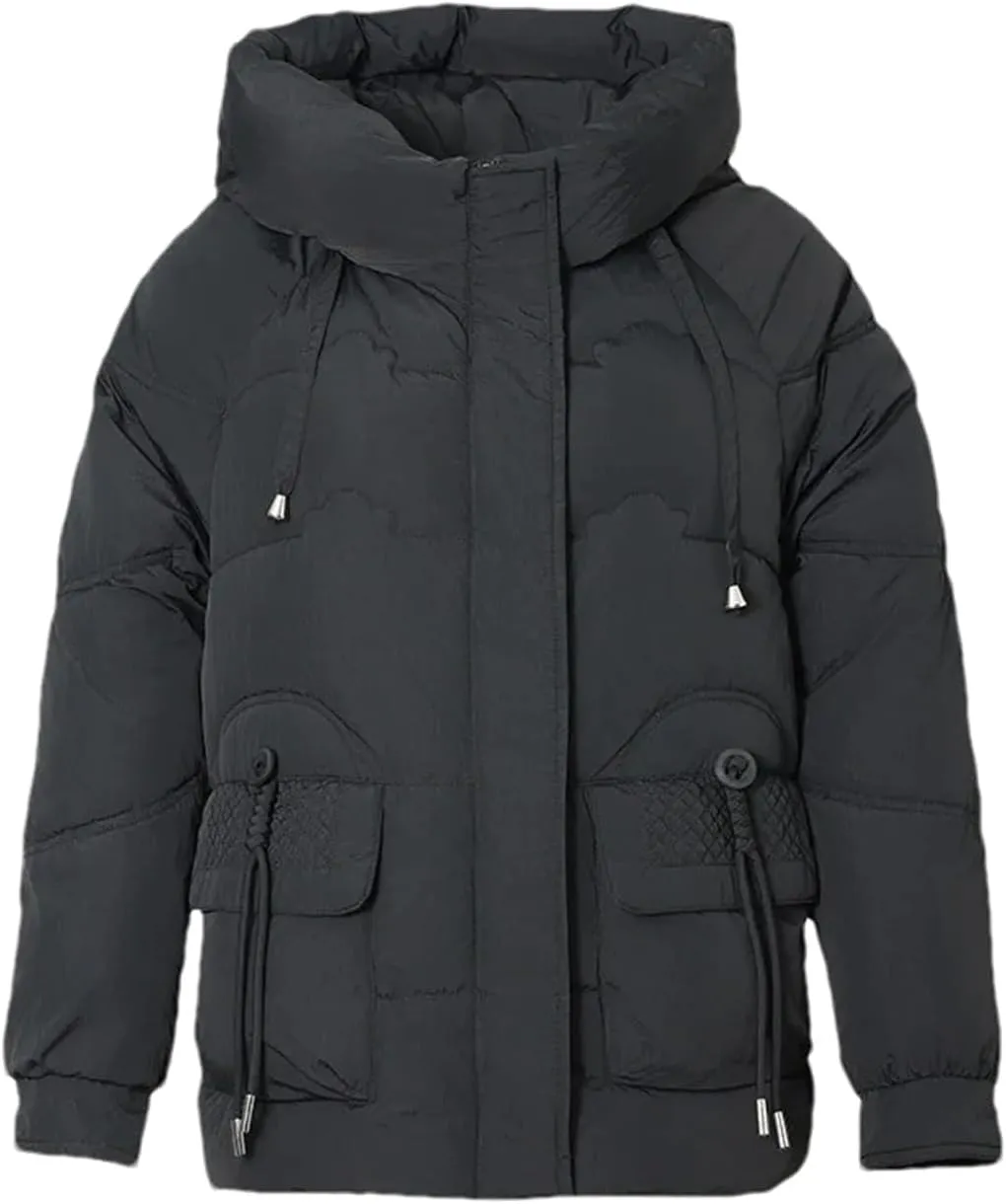 Women's Winter Cotton Padded Coat Casual Warm Down Jacket Thickened Large Pocket Hooded Parkas