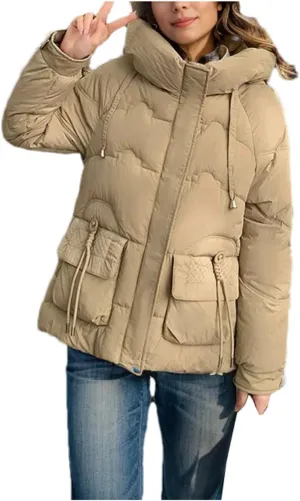 Women's Winter Cotton Padded Coat Casual Warm Down Jacket Thickened Large Pocket Hooded Parkas