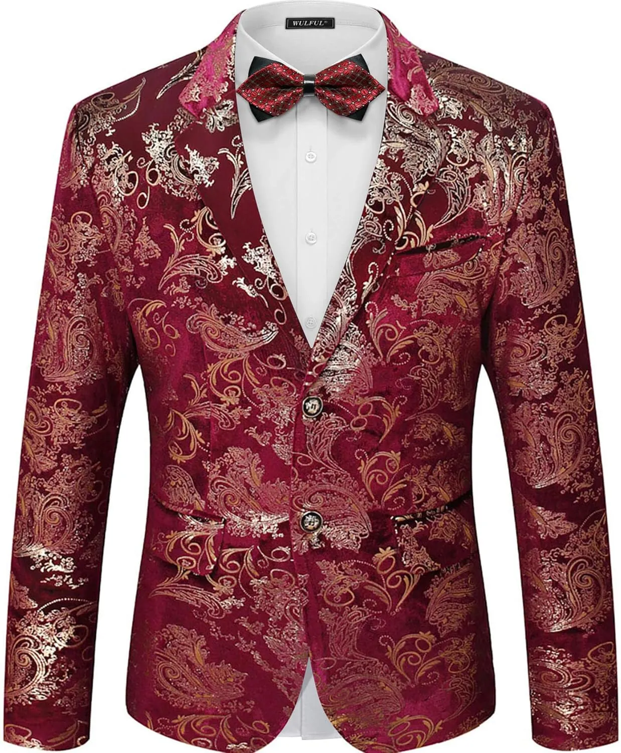 WULFUL Mens Blazer Floral Suit Jacket Slim Fit Stylish Blazer for Men Dinner Party Prom Wedding Tuxedo Jacket