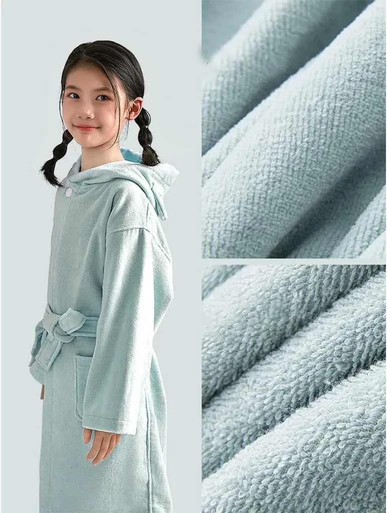 XUEMML Girls Robe,bathrobe With HoodCute & Towel Hooded Robe With Belt For Girls Comfortable Loungewear