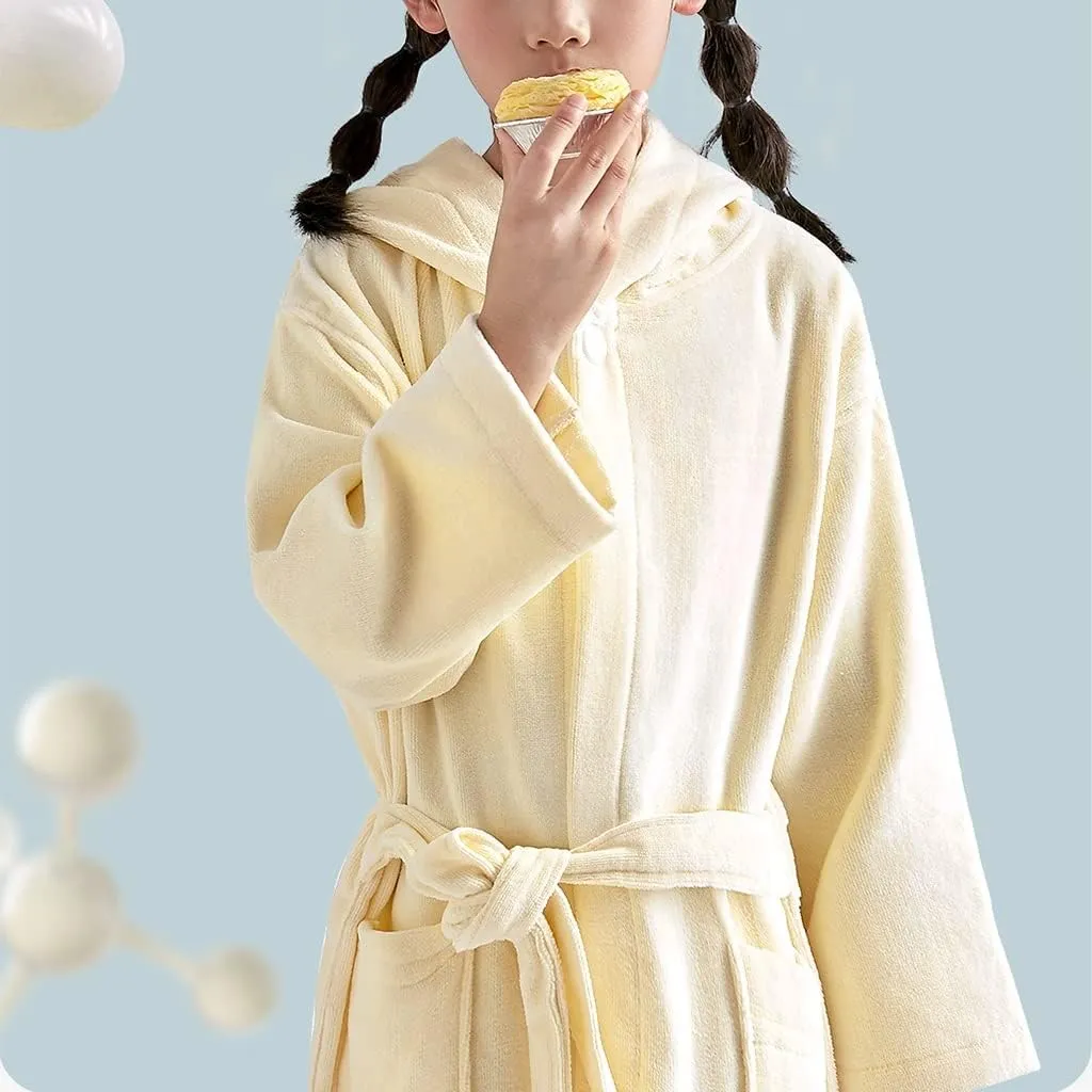 XUEMML Girls Robe,bathrobe With HoodCute & Towel Hooded Robe With Belt For Girls Comfortable Loungewear