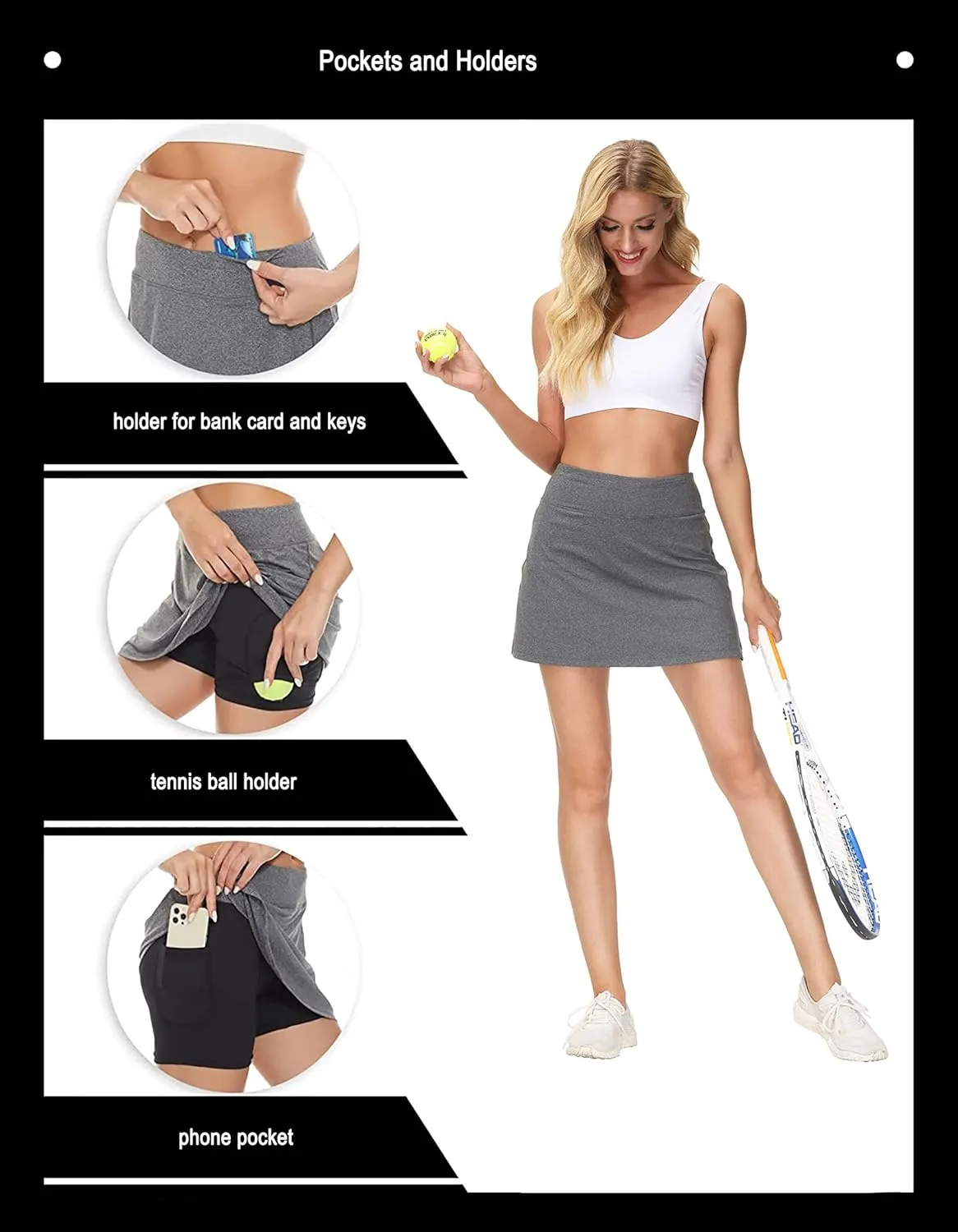 Zingther Women's High-Waist Tennis Skort Also for Pickleball, Badminton and Golf, Girls' Athletic Pleated Skirt