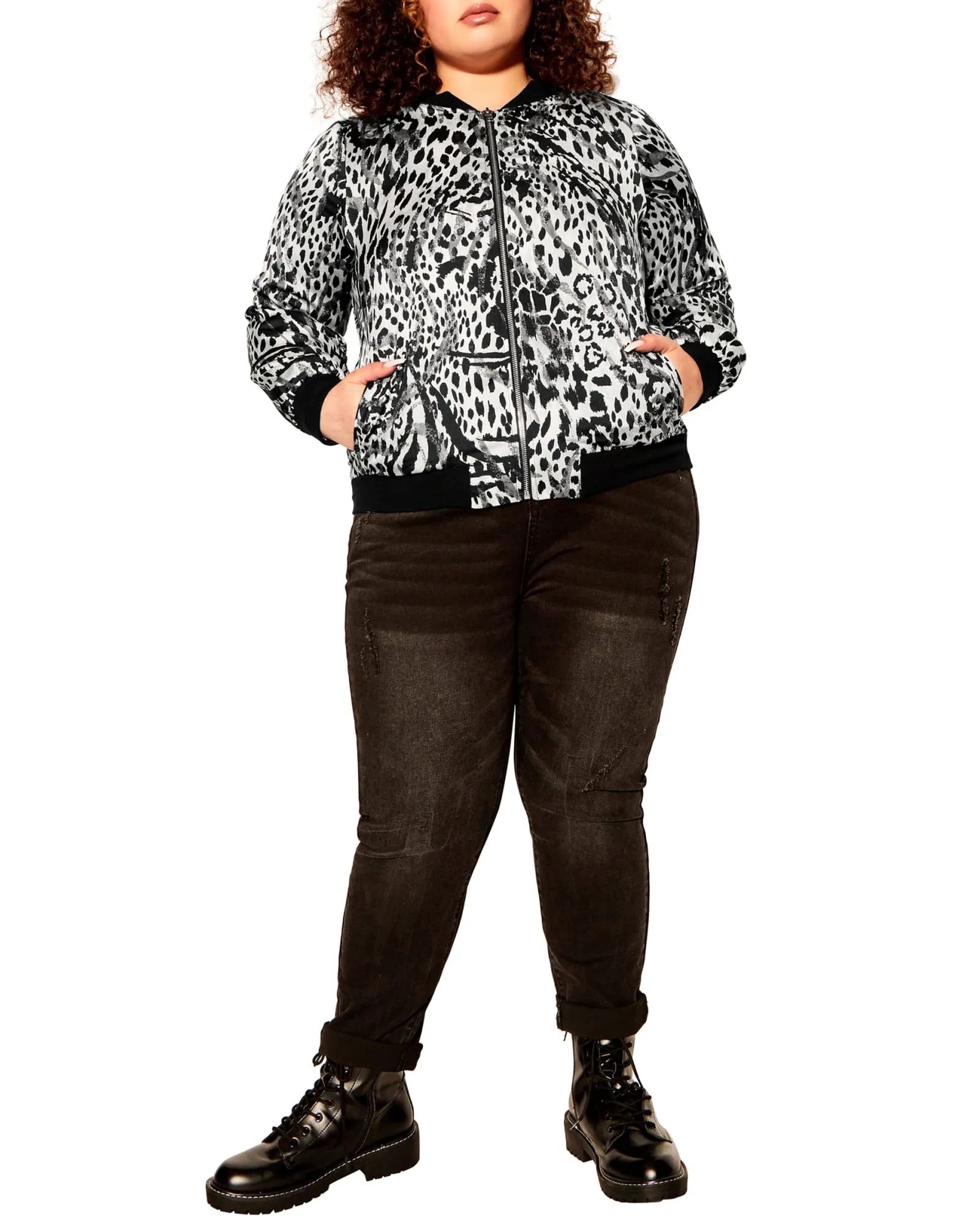 Zoe Zip Bomber Jacket | Graffiti Animal